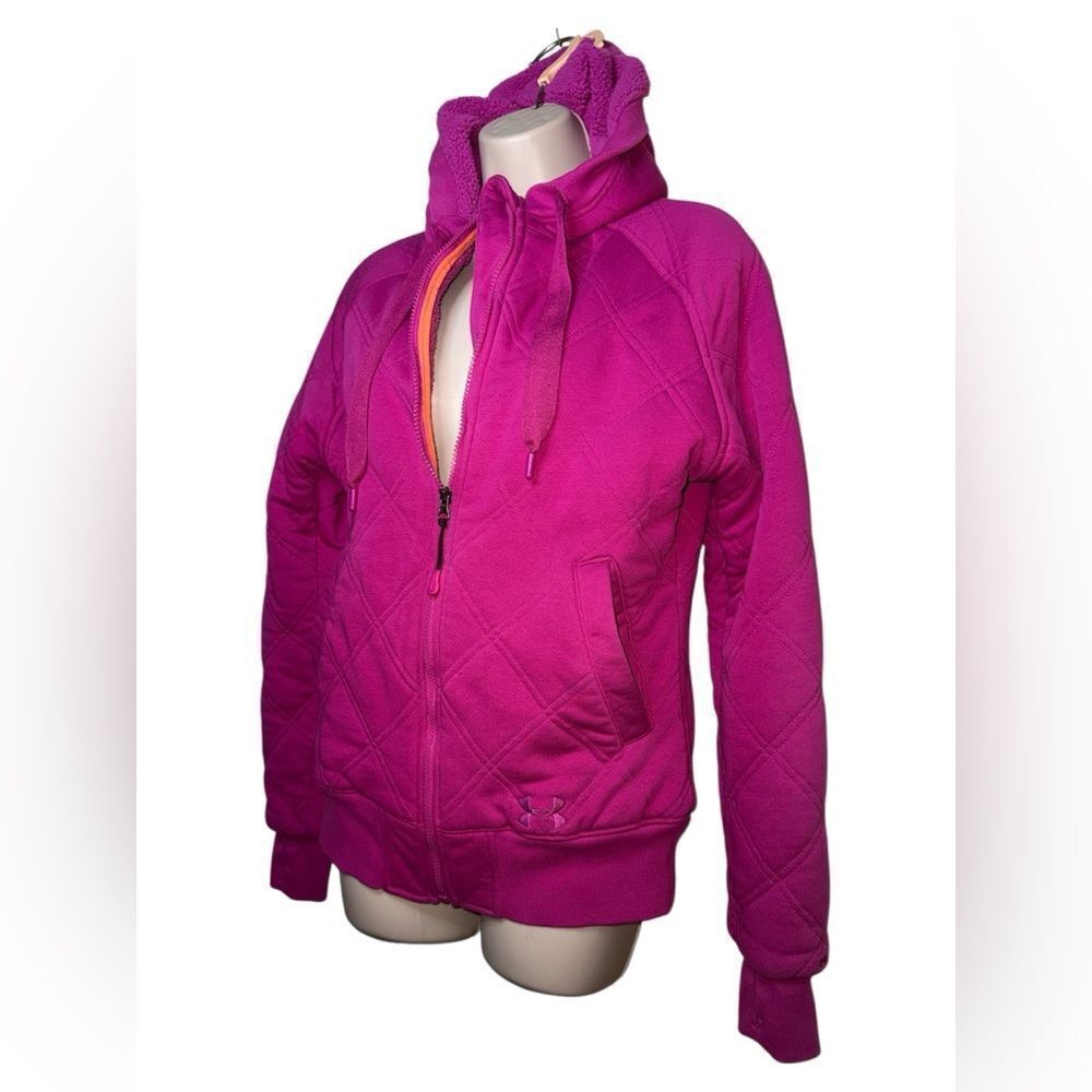 Under Armour Hoodie Vibrant Pink orange Puffer Quilts Sweater Jacket Zipper